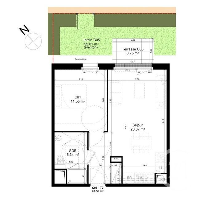 Appartement F3 à vendre - 2 pièces - 43.56 m2 - DOUVRES LA DELIVRANDE - 14 - BASSE-NORMANDIE - Century 21 Cjn Immobilier