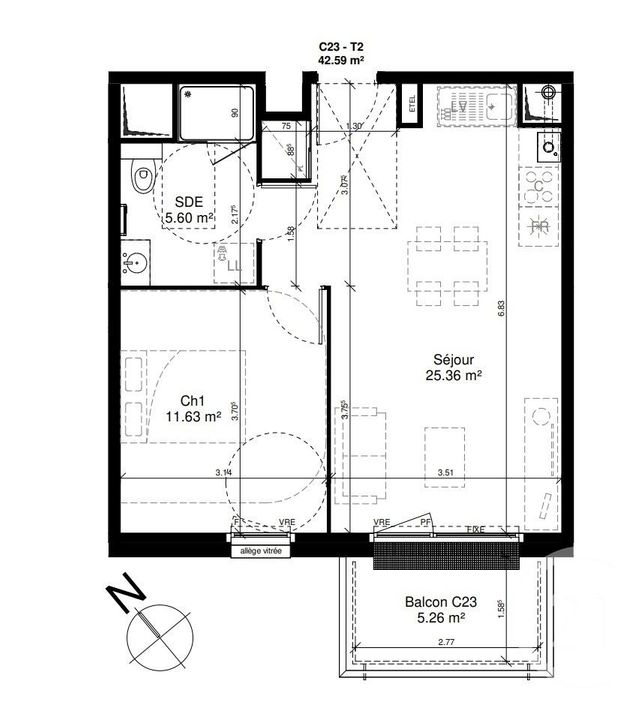 Appartement F2 à vendre - 2 pièces - 48.1 m2 - DOUVRES LA DELIVRANDE - 14 - BASSE-NORMANDIE - Century 21 Cjn Immobilier