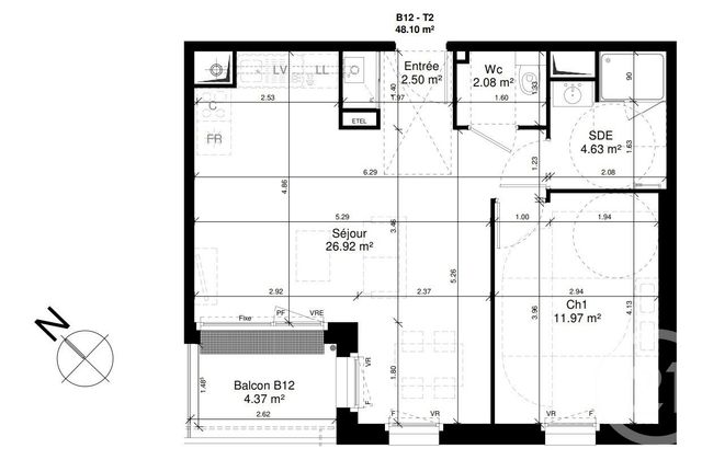 Appartement F2 à vendre - 2 pièces - 48.1 m2 - DOUVRES LA DELIVRANDE - 14 - BASSE-NORMANDIE - Century 21 Cjn Immobilier