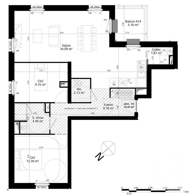 Appartement F3 à vendre - 3 pièces - 74.47 m2 - DOUVRES LA DELIVRANDE - 14 - BASSE-NORMANDIE - Century 21 Cjn Immobilier